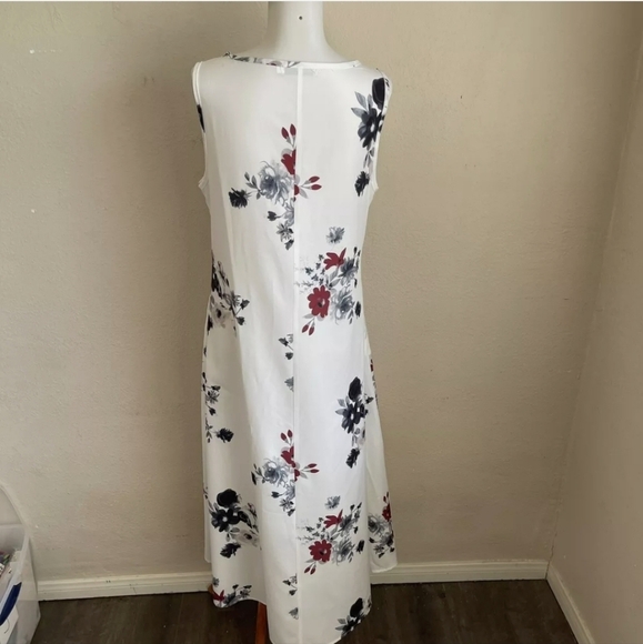 Misslook Long Tank Floral Sleeveless White Dress Cotton Blend Size L - Picture 2 of 10